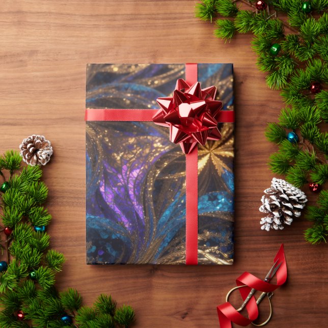 Papel De Regalo Mandelbrot Flowers Retro Colorful Personalized Pat (Regalo de vacaciones)