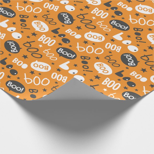 Papel De Regalo Manejo de Boo Halloween con naranja (Esquina)