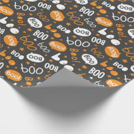 Papel De Regalo Manejo de Boo Halloween en negro
