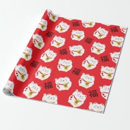 Papel De Regalo Maneki Neko Good Fortune Lucky Cat
