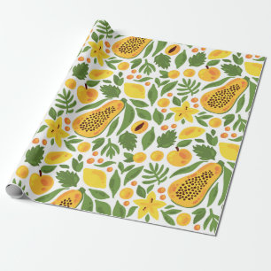 Papel De Regalo Mango de durazno de limón de papaya marea tropical