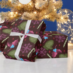 Papel De Regalo Manguitos de Navidad, Copos de Nieve, Palitos de M