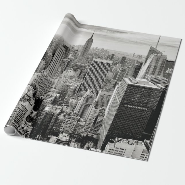 Papel De Regalo Manhattan, Nueva York (panorama en blanco y negro) (Desenrollado)