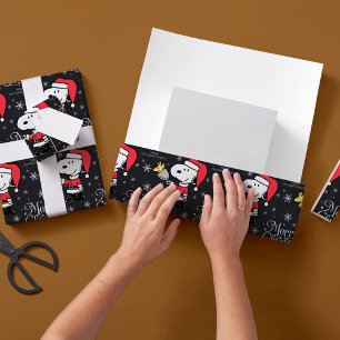 Papel De Regalo Maní   Snoopy & Woodstock Santa Claus