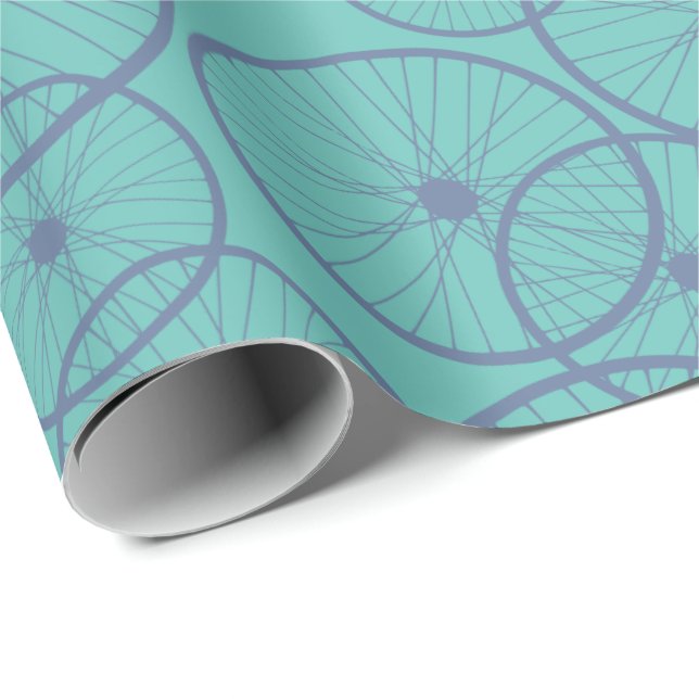 Papel De Regalo Manly Blue Cyclist Bike Wheels Pattercados (Esquina del rollo)