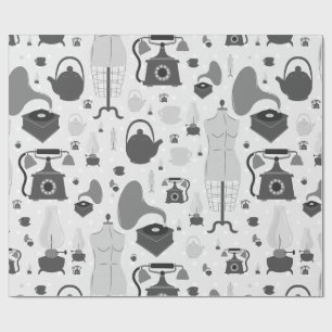 Papel De Regalo mannequina de fonógrafo antiguo retro vintage gris
