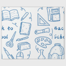 Mano arrastrada de vuelta a la escuela doodle azul