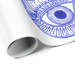 Papel De Regalo Mano Azul Hamsa / Defensa Ojo Mal / Mano María