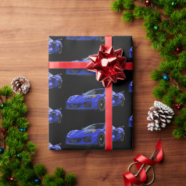 Papel De Regalo Mano de auto deportivo azul oscuro C8 Corvette