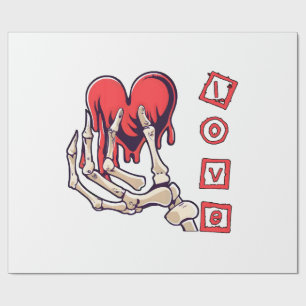 Papel De Regalo Mano de esqueleto simbólico del amor ofreciendo co