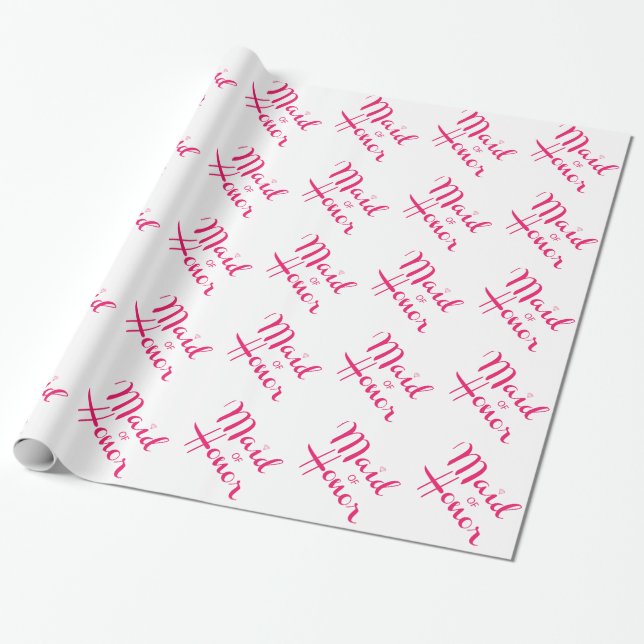 Papel De Regalo Mano de honor retro guión rosa (Desenrollado)