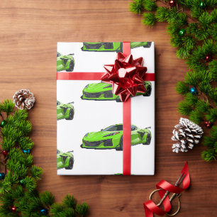 Papel De Regalo Mano del coche deportivo Lime Green C8 Corvette