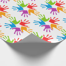 Mano-impresiones multicoloras brillantes de la