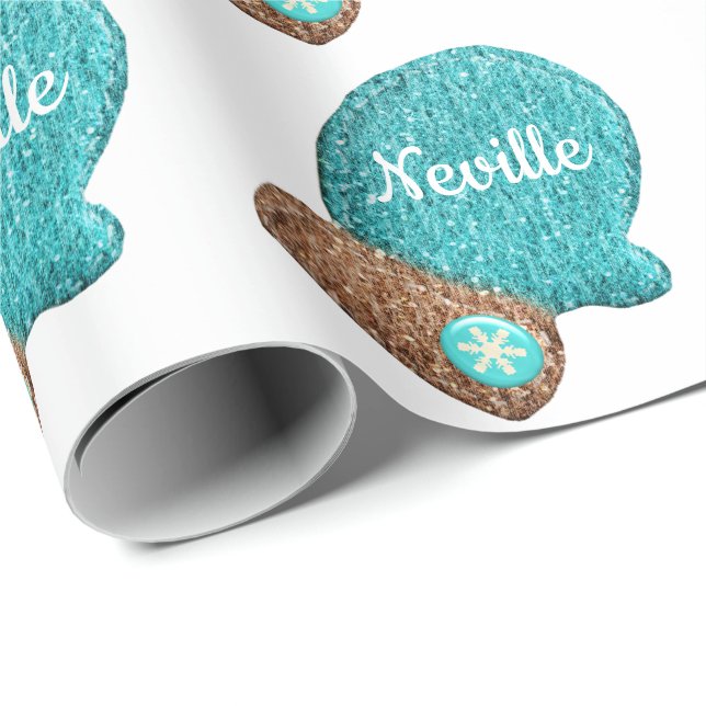 Papel De Regalo Manopla de invierno adorable copo de nieve azul ma (Esquina del rollo)