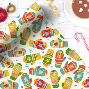 Papel De Regalo Manoplas de Navidad de Invierno Patrón de Fiesta