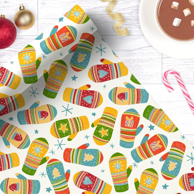 Papel De Regalo Manoplas de Navidad de Invierno Patrón de Fiesta (Subido por el creador)