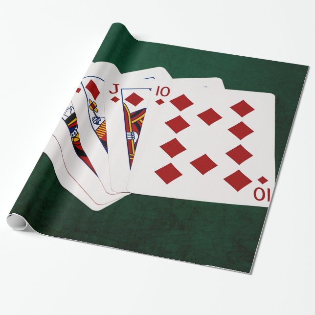 Papel De Regalo Manos de Póquer - Flush real - Demanda de diamante (Desenrollado)