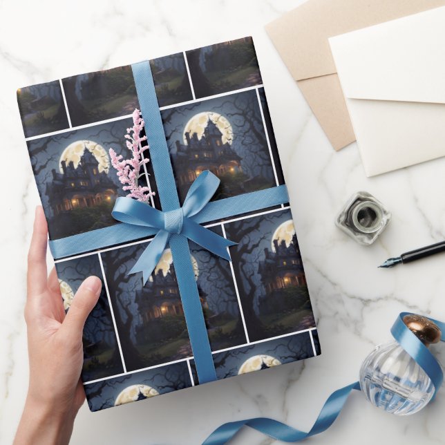 Papel De Regalo Mansión Embrujada de Halloween (Regalar)
