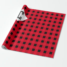 Papel De Regalo manta de búfalo roja y negra Monograma clásico ini