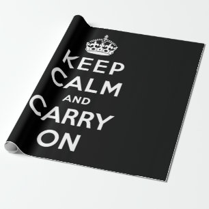 Papel De Regalo Mantener la calma y continuar (diseño negro)