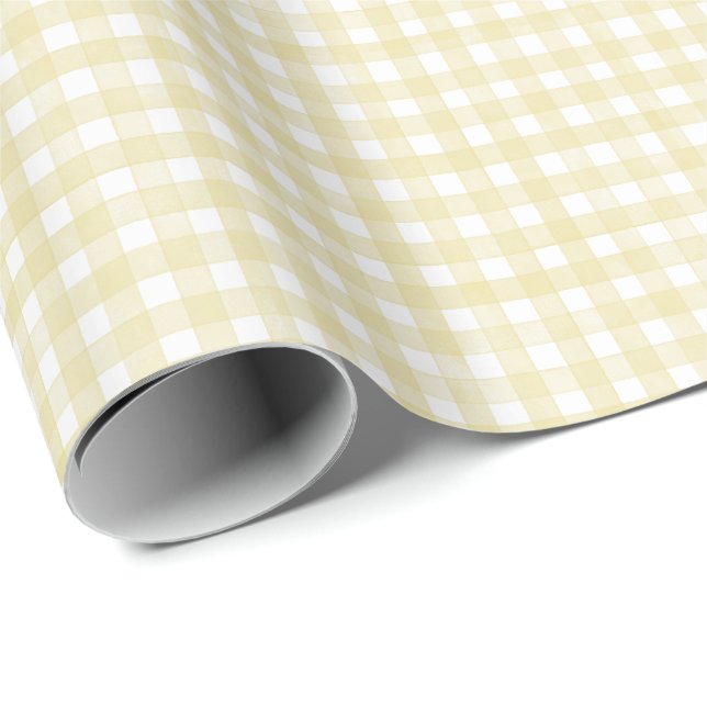 Papel De Regalo Mantequilla Amarillo Clásico Gingham (Esquina del rollo)