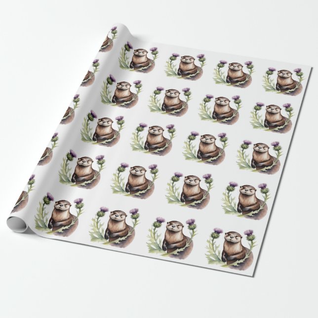 Papel De Regalo Mantequilla de acuarela y fragmentos (Desenrollado)