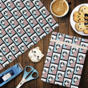 Papel De Regalo Mantitas de Gato Esmoquin Caprichoso Rosa Azul Aco