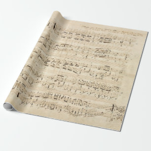 Papel De Regalo Manuscrito de Chopin de música de hojas antiguas