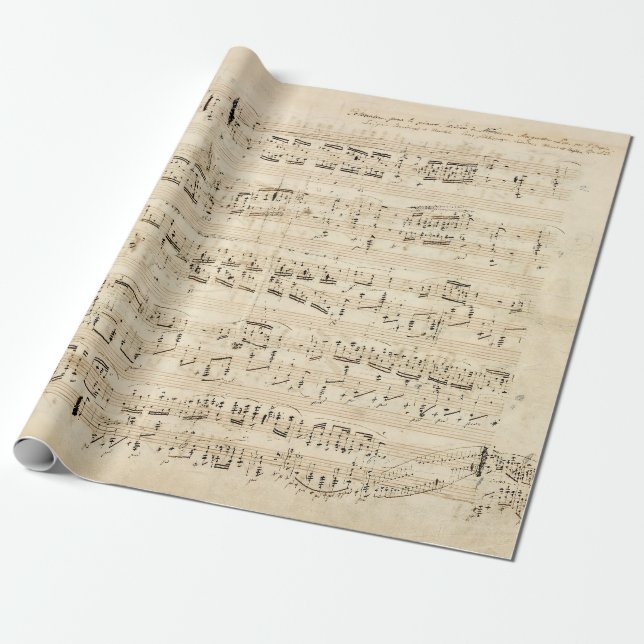 Papel De Regalo Manuscrito de Chopin de música de hojas antiguas (Desenrollado)