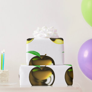 Papel De Regalo Manzana Dorada con Hoja Metálica Brillante