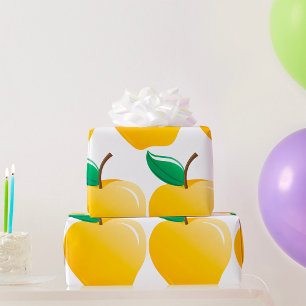 Papel De Regalo Manzana Dorada Fruta Amarilla Brillante