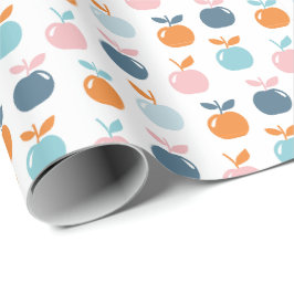 Papel De Regalo Manzanas cortas en blanco