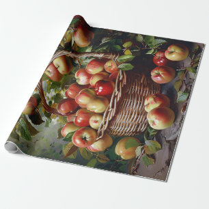Papel De Regalo Manzanas en una cesta de pintura de vida fija