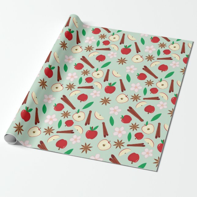 Papel De Regalo Manzanas otoñales y Acción de Gracias sin Maravill (Desenrollado)
