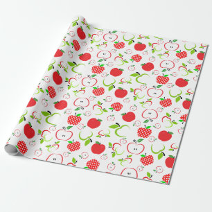 Papel De Regalo Manzanas rojas y verdes