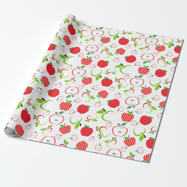 Papel De Regalo Manzanas rojas y verdes (Desenrollado)