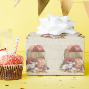 Papel De Regalo Manzanas y ratones otoñales