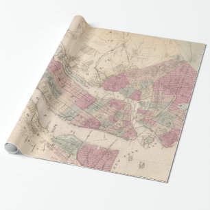 Papel De Regalo Mapa 1868 de Nueva York y de Brooklyn