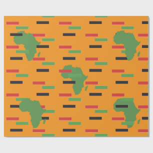 Papel De Regalo Mapa africano verde negro rojo panafricano de Kwan