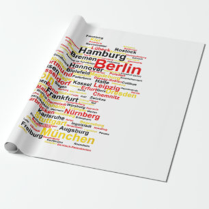Papel De Regalo Mapa alemán ciudades silueta bandera de Berlín Tr