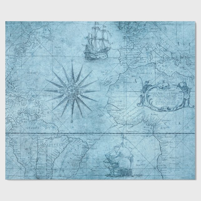 Papel De Regalo Mapa antiguo. (Superficie plana)