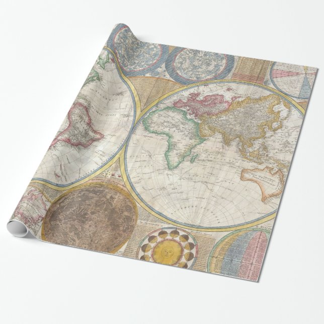 Papel De Regalo Mapa antiguo del mundo (Desenrollado)