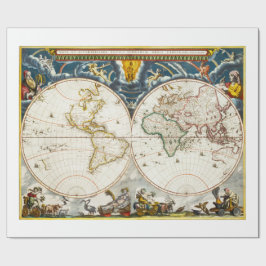 Papel De Regalo Mapa Antiguo Impreso