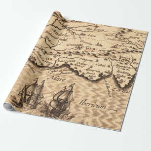 Papel De Regalo Mapa antiguo inspirado (3)