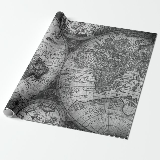 Papel De Regalo mapa antiguo mundo antiguo (Desenrollado)