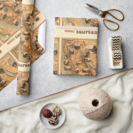 Papel De Regalo Mapa antiguo único restaurado de California, 1885