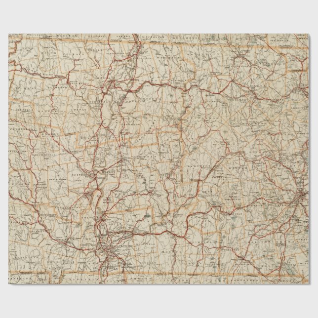Papel De Regalo Mapa automovilístico de Massachusetts coche geográ (Superficie plana)