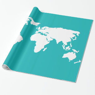 Papel De Regalo mapa azul turquesa
