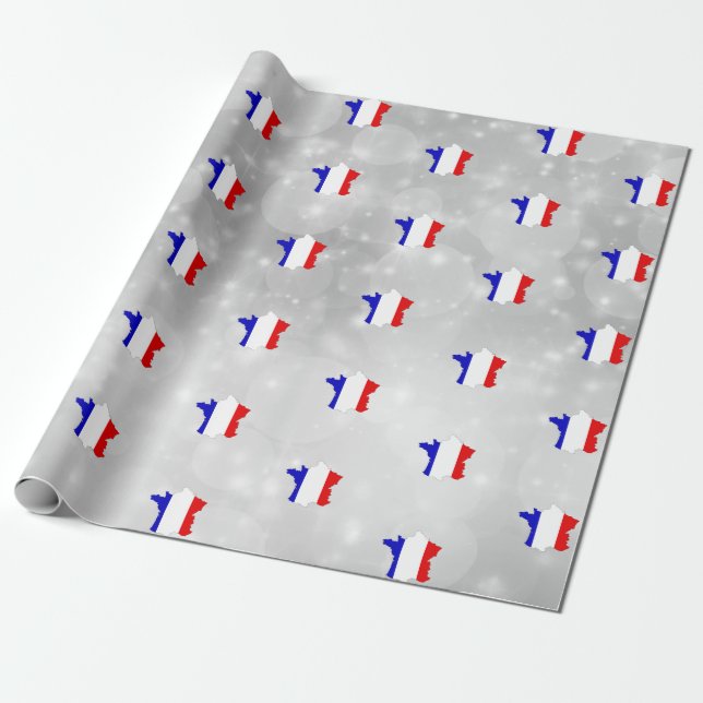Papel De Regalo Mapa de bandera francesa (Desenrollado)
