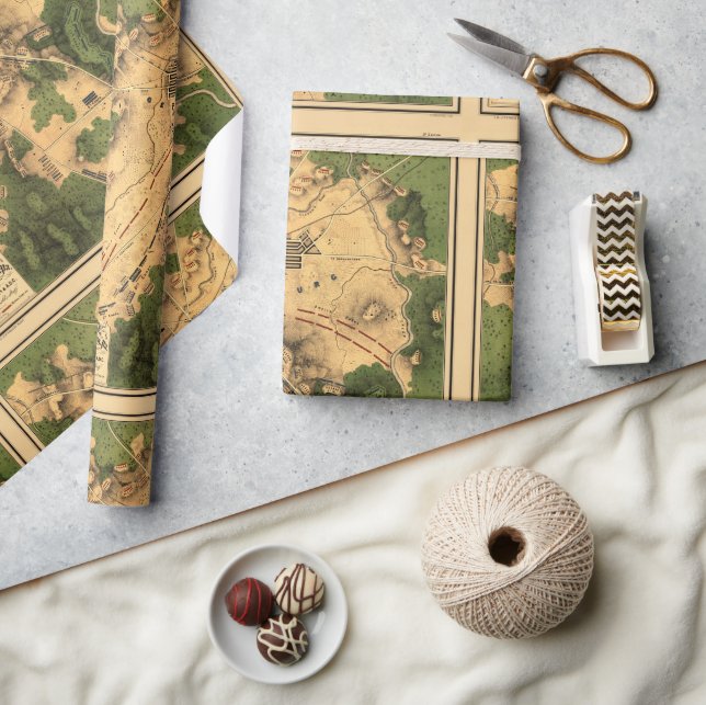 Papel De Regalo Mapa de batalla restaurado de época de Gettysburg, (Artesanía)